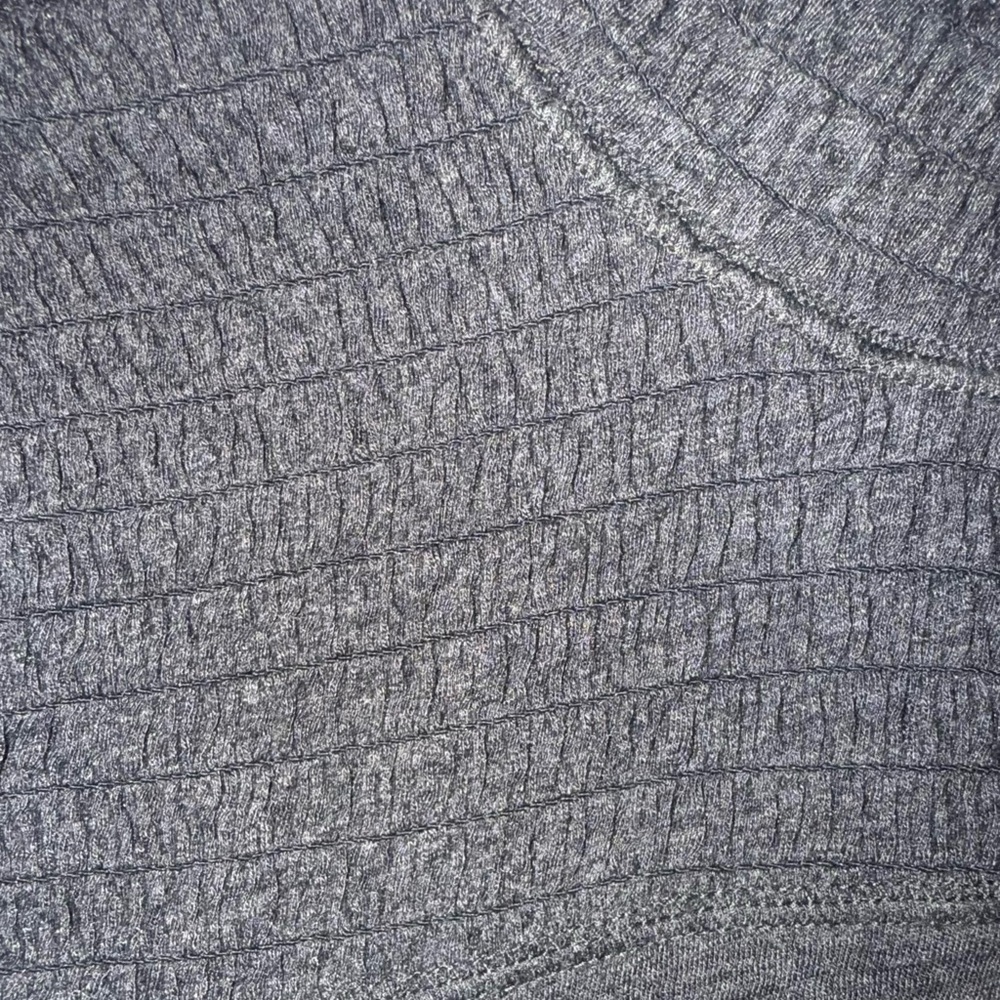 Free People Smocked Jersey Top High Neck Long Sleeve Charcoal Grey | Size Large - Picture 8 of 9